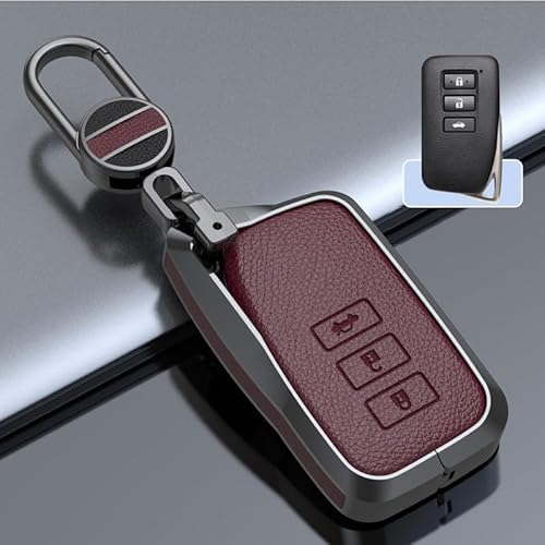 Ysbxitu Fernbedienungs-Schlüssel-Hülle mit 3 Tasten Schlüsselanhänger passt für Lexus CT GS GX is ES LS LC LX NX RX RC ES300h Smart Key Shell Case In Leder Schlüsselgehäuse Car Keychain Rot von Ysbxitu