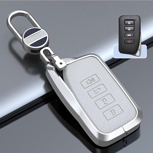 Ysbxitu Fernbedienungs-Schlüssel-Hülle mit 4 Tasten Schlüsselanhänger passt für Lexus CT GS GX is ES LS LC LX NX RX RC ES300h Smart Key Shell Case In Leder Schlüsselgehäuse Car Keychain Weiß von Ysbxitu