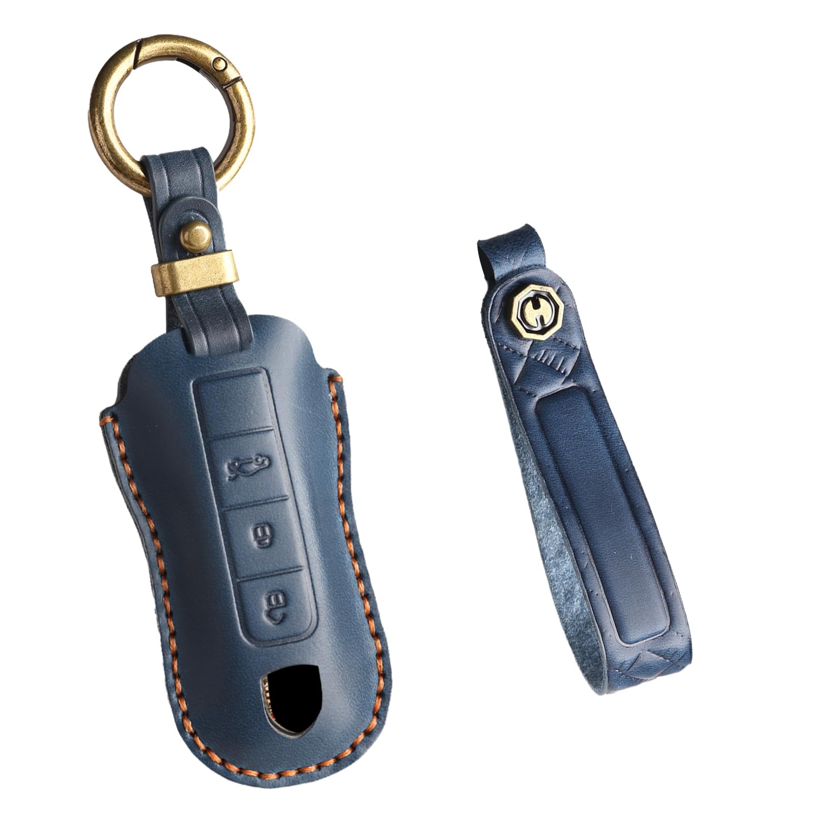 Ysbxitu Für Porsche Personalisierbare-Schlüsselhülle Passt für Cayenne Panamera 911 971 9YA 970 Macan Boxster Carrera Taycan Schlüsselanhänger-Fernbedienung Geschenkidee Smart Key Shell Case B Blau von Ysbxitu