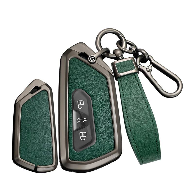 Ysbxitu Für VW Autoschlüssel Hülle Eui Metall-Fernbedienung Funkschlüssel passt für VW Golf 8 Seat Leon MK 4 Tarraco Ateca Octavia kratzfestes Schlüsselanhänger-Hülle Car Keychain A Grün von Ysbxitu