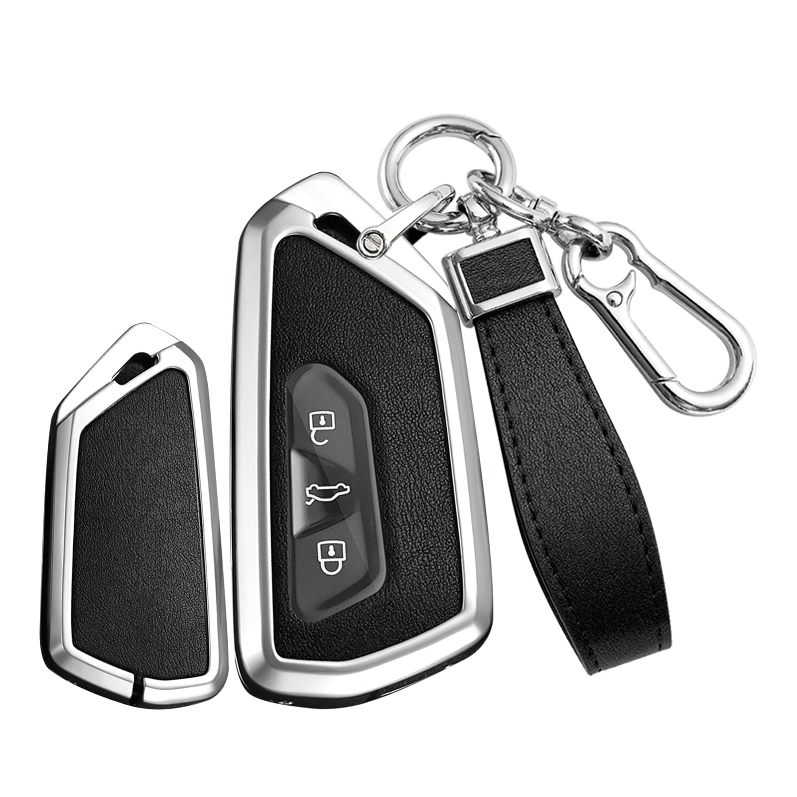 Ysbxitu Für VW Autoschlüssel Hülle Eui Metall-Fernbedienung Funkschlüssel passt für VW Golf 8 Seat Leon MK 4 Tarraco Ateca Octavia kratzfestes Schlüsselanhänger-Hülle Car Keychain BSchwarz von Ysbxitu