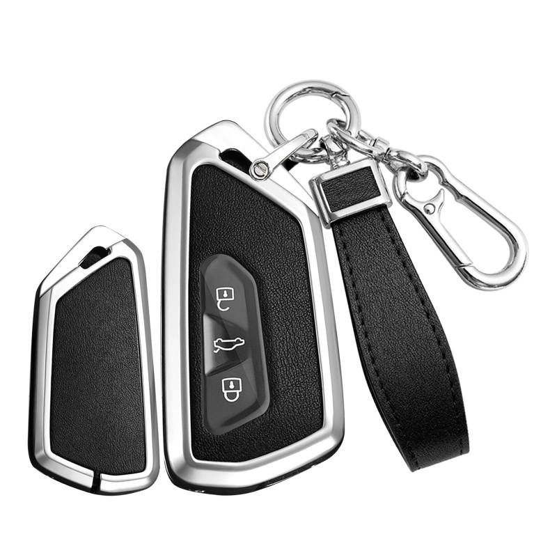 Ysbxitu Für VW Autoschlüssel Hülle Eui Metall-Fernbedienung Funkschlüssel passt für VW Golf 8 Seat Leon MK 4 Tarraco Ateca Octavia kratzfestes Schlüsselanhänger-Hülle Car Keychain BSchwarz von Ysbxitu