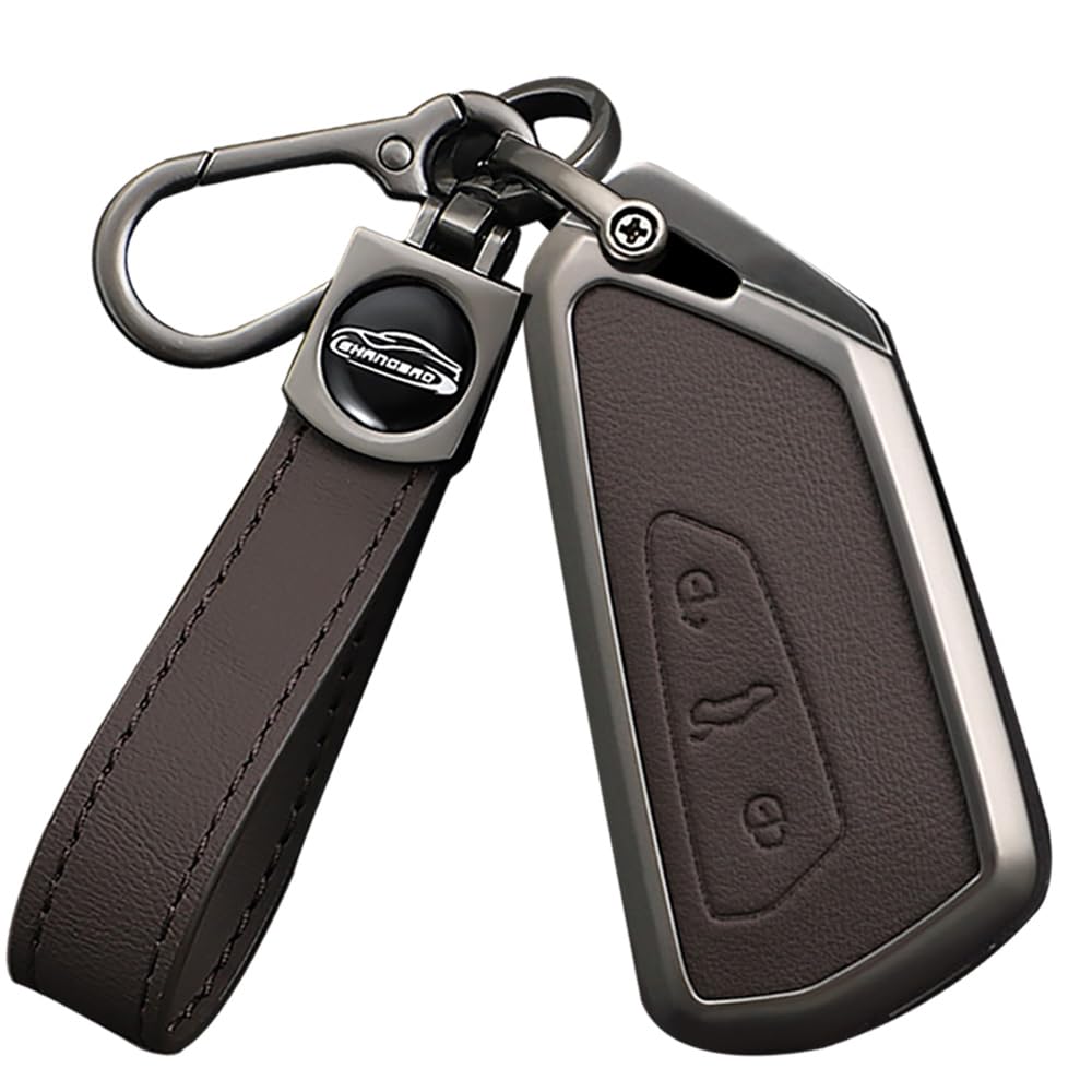 Ysbxitu Intelligente Autoschlüssel Hülle Schlüsseletui Passt für VW Schlüsselhülle mit Schlüsselanhänge Passt für VW Golf 8 Seat Leon MK 4 Seat Tarraco Ateca T7 nur Keyless Go Schlüsselcover(Braun von Ysbxitu