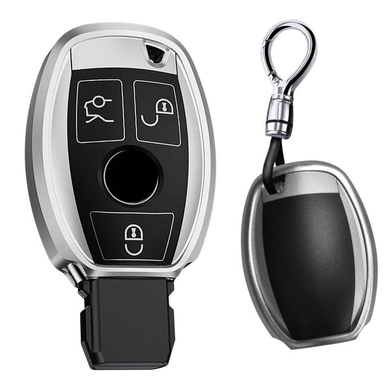 Ysbxitu Schlüssel Gehäuse mit Funkschlüssel Auto-Zubehör für Benz Schlüsseletui Abdeckung Case Smartkey Schlüsselbund Passt für Mercedes W211 W204 C E M S Klasse Staubdicht Schlüssel-Case C Schwarz von Ysbxitu