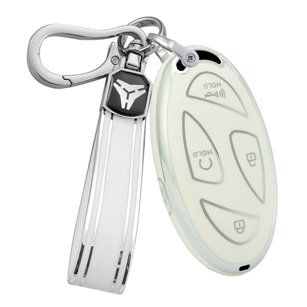 Ysbxitu Schlüsselanhänger Schlüsseletui Abdeckung für Hyundai Passt für Hyundai Grandeur GN7 Ioniq 6 Kona EV 2023 2024 Autoschlüssel Hülle TPU Schlüsselcase Fernbedienung Cover（5 Tasten-Weiß von Ysbxitu