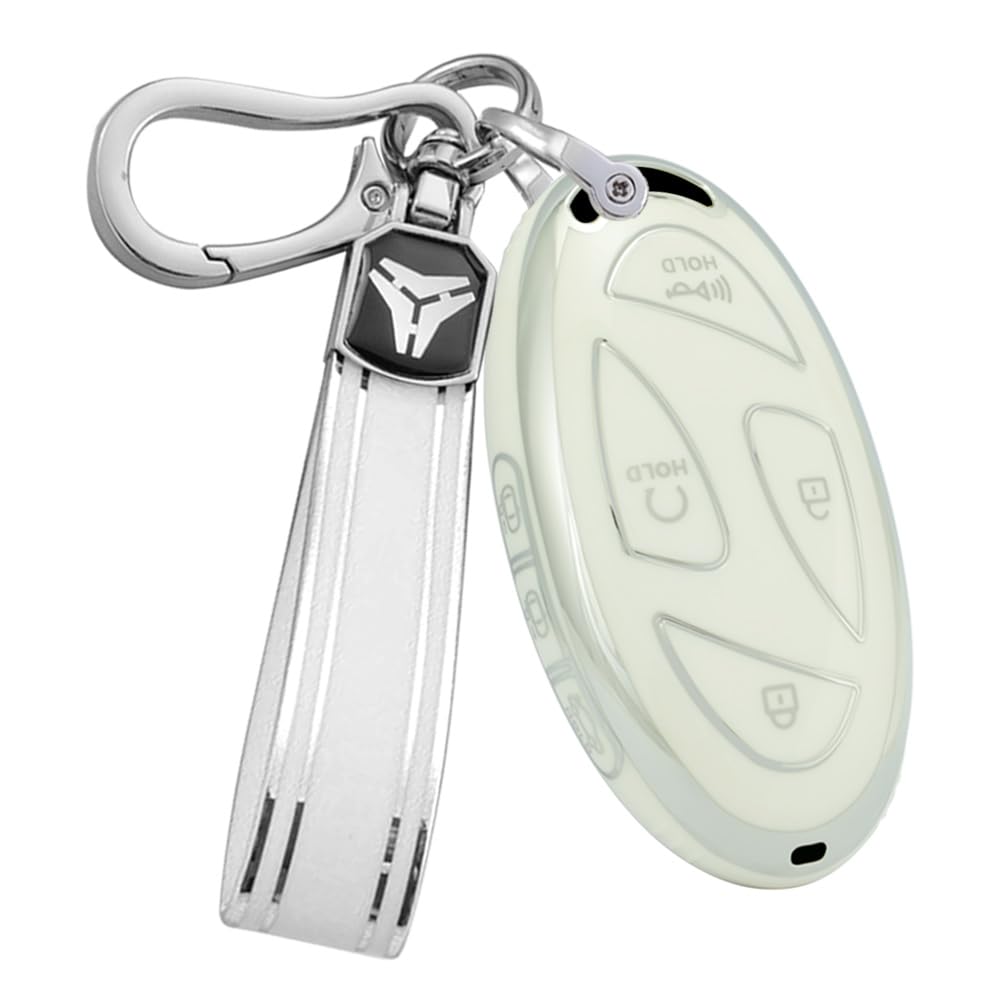 Ysbxitu Schlüsselanhänger Schlüsseletui Abdeckung für Hyundai Passt für Hyundai Grandeur GN7 Ioniq 6 Kona EV 2023 2024 Autoschlüssel Hülle TPU Schlüsselcase Fernbedienung Cover（7 Tasten-Weiß von Ysbxitu