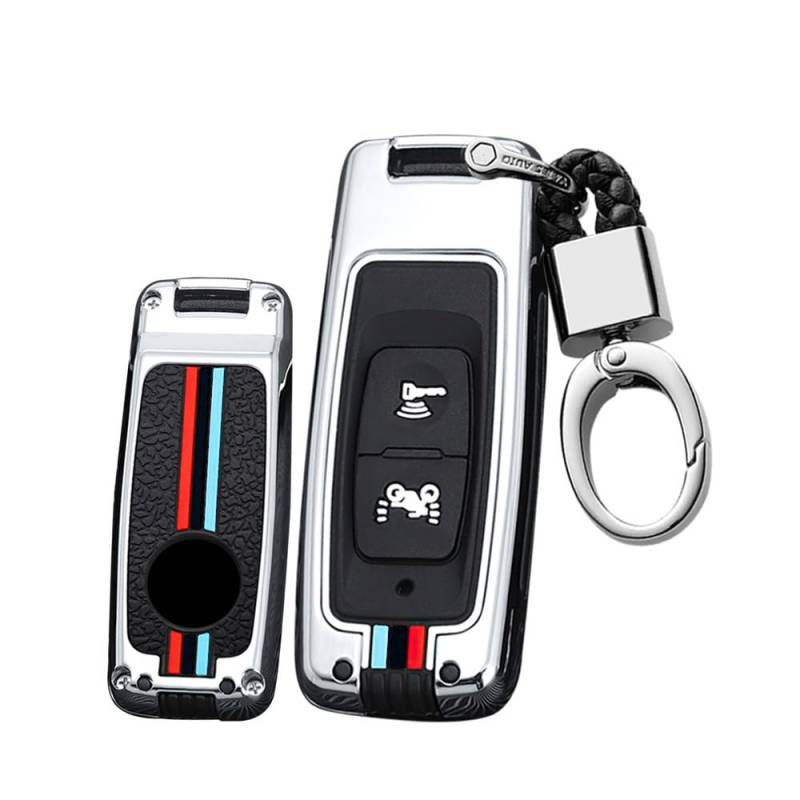 Ysbxitu Schlüsselbox Keyless Go Schutz Autoschlüssel in Metall Auto Zubehör kompatibel mit Honda ADV 350 PCX 125 PCX160 AV 350 SH350i Vision Schlüsselhülle Cover Fernbedienung Cover-2 Tasten-D Silber von Ysbxitu