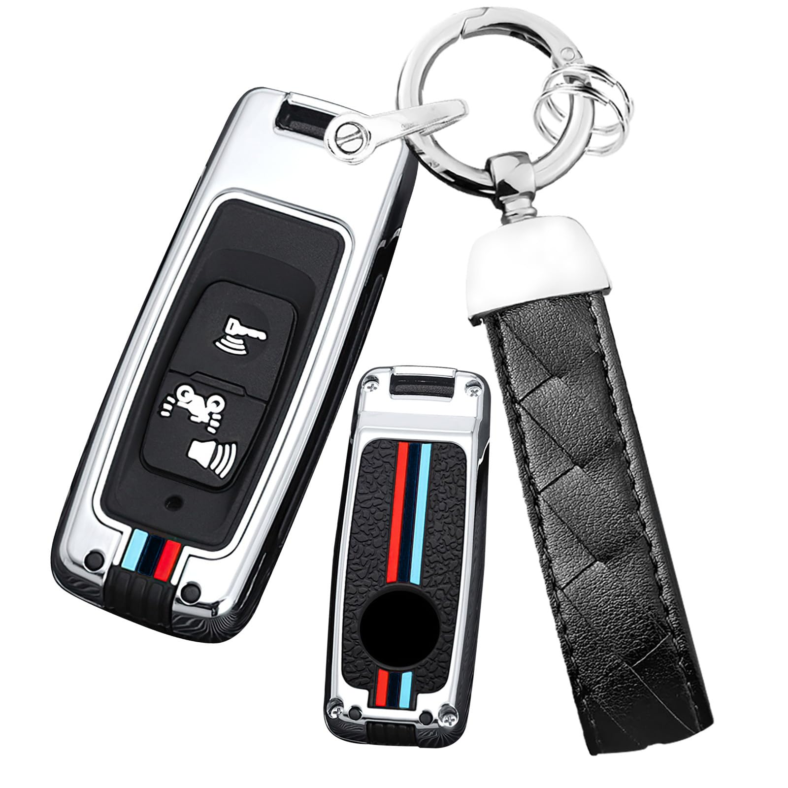 Ysbxitu Schlüsselbox Keyless Go Schutz Autoschlüssel in Metall Auto Zubehör kompatibel mit Honda ADV 350 PCX 125 PCX160 AV 350 SH350i Vision Schlüsselhülle Cover Fernbedienung Cover-3 Tasten-A Silber von Ysbxitu