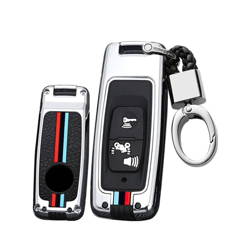 Ysbxitu Schlüsselbox Keyless Go Schutz Autoschlüssel in Metall Auto Zubehör kompatibel mit Honda ADV 350 PCX 125 PCX160 AV 350 SH350i Vision Schlüsselhülle Cover Fernbedienung Cover-3 Tasten-D Silber von Ysbxitu