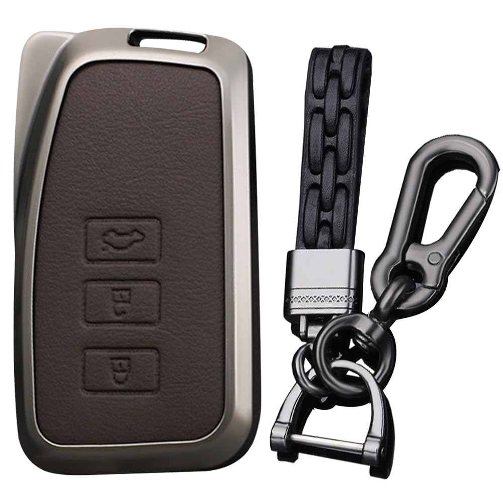 Ysbxitu Schlüsselhülle Schlüsseletui Abdeckung Schlüsselbox keyless go Schutz Passt für Lexus CT GS GX is ES LS LC LX NX RX RC ES300h Fernbedienung Cover Metall Smart Key Case Auto-Liebhaber A Braun von Ysbxitu