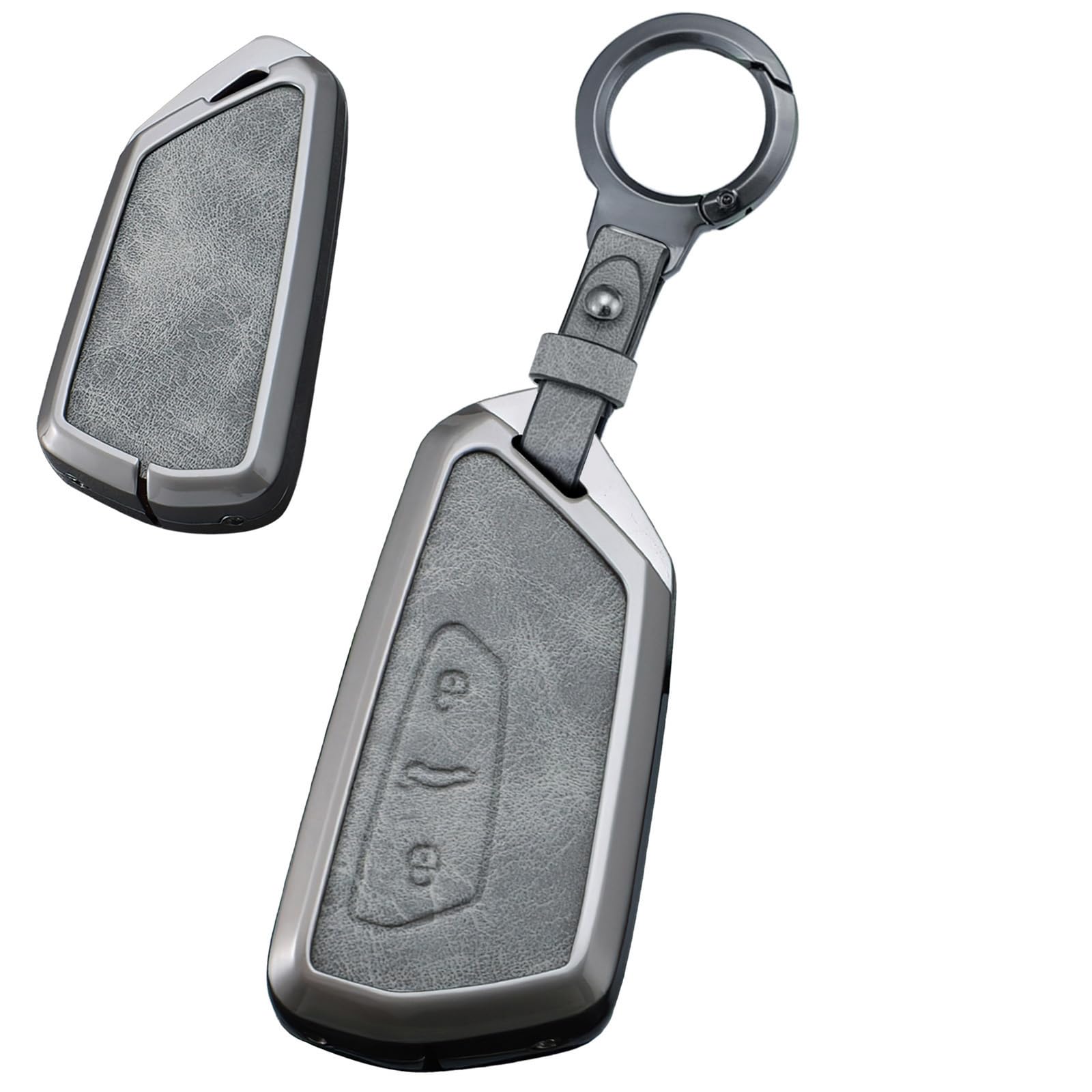 Ysbxitu Schlüsselhülle Schutz Etui 3 Tasten Leder-Fernbedienung Cover Passt für VW Golf 8 Seat Leon MK 4 Tarraco Ateca Octavia kratzfestes-Schlüsselanhänger -Hülle Car Keychain - B Grau von Ysbxitu