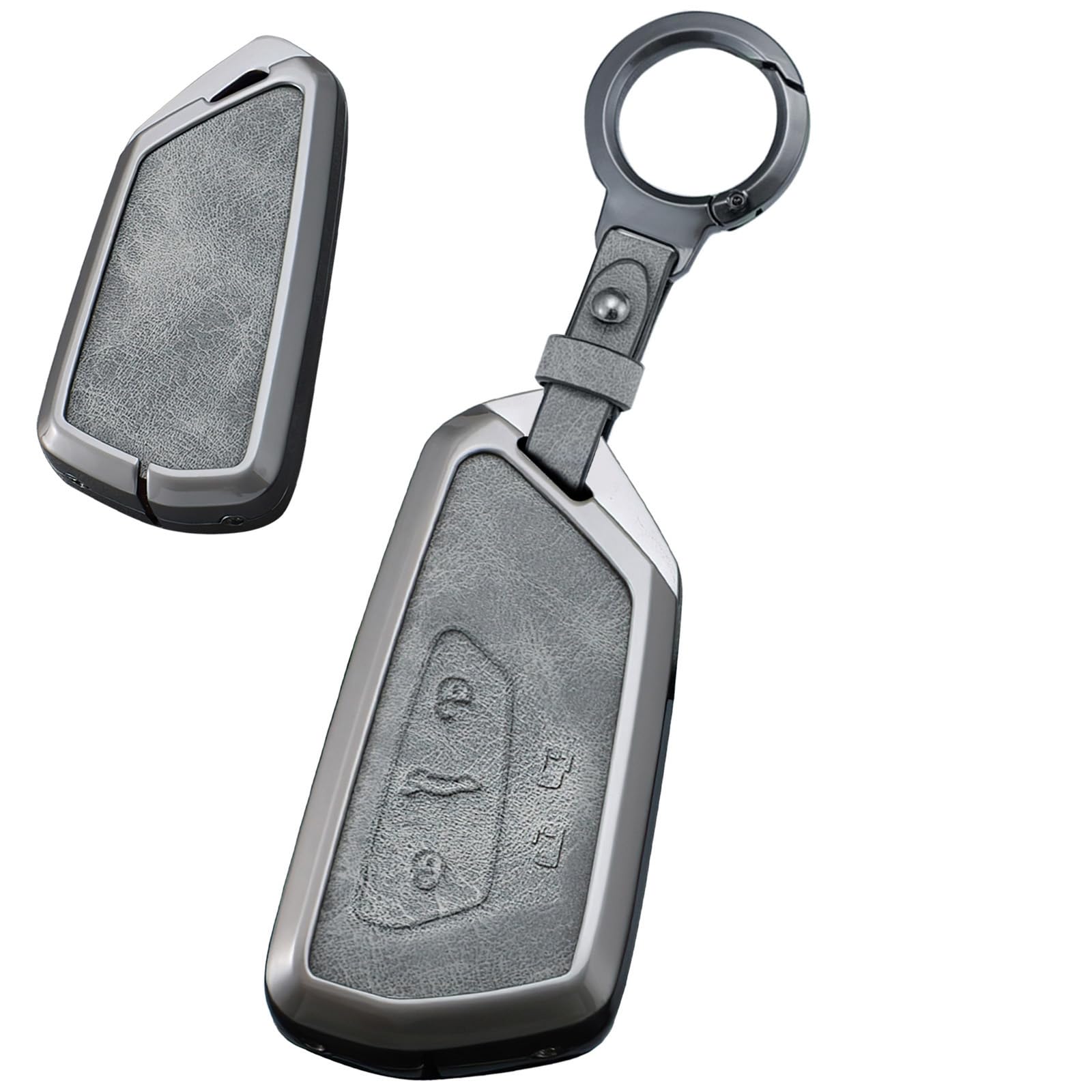 Ysbxitu Schlüsselhülle Schutz Etui 4 Tasten Leder-Fernbedienung Cover Passt für VW Golf 8 Seat Leon MK 4 Tarraco Ateca Octavia kratzfestes-Schlüsselanhänger -Hülle Car Keychain - B Grau von Ysbxitu