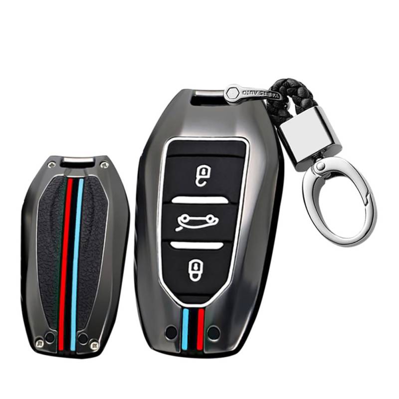 Ysbxitu Schlüsselhülle keyless go Schutz Schlüssel Gehäuse kompatibel mit Peugeot 208 3008 308 5008 508 für Citroen DS3 DS4 DS5 C3 C5 Schutzhülle Schlüssel Cover Funkschlüssel Auto-Zubehör D Schwarz von Ysbxitu