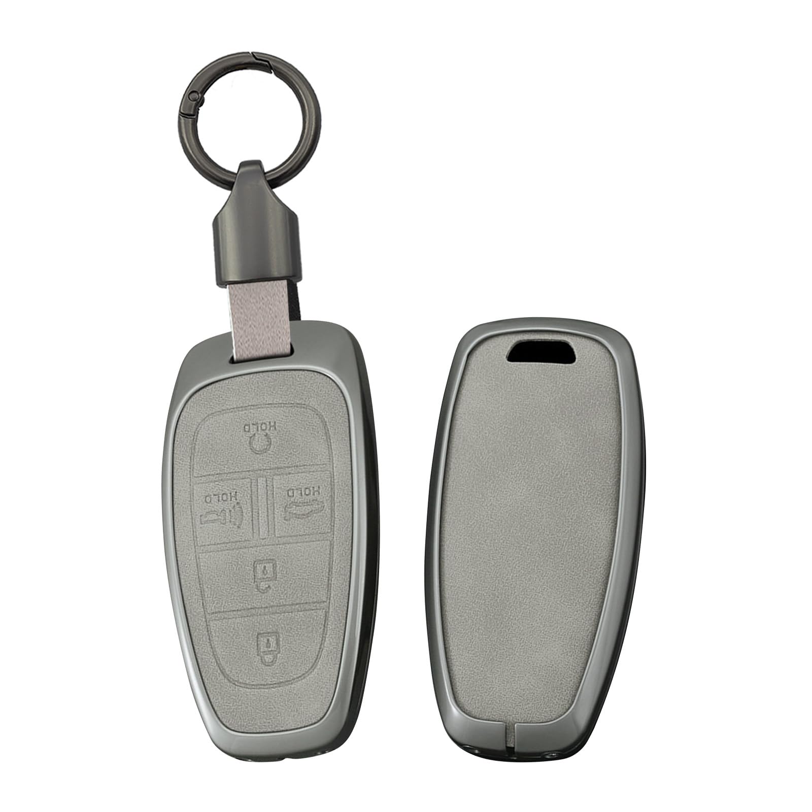 Ysbxitu Schlüsselhülle keyless go Schutz Schlüssel Gehäuse kompatibel mitHyundai i30 ix35 Kona Santa Fe Encino Solaris Azera Grande Akzent Schutzhülle Schlüssel Cover Funkschlüssel 5 Tasten Grau von Ysbxitu