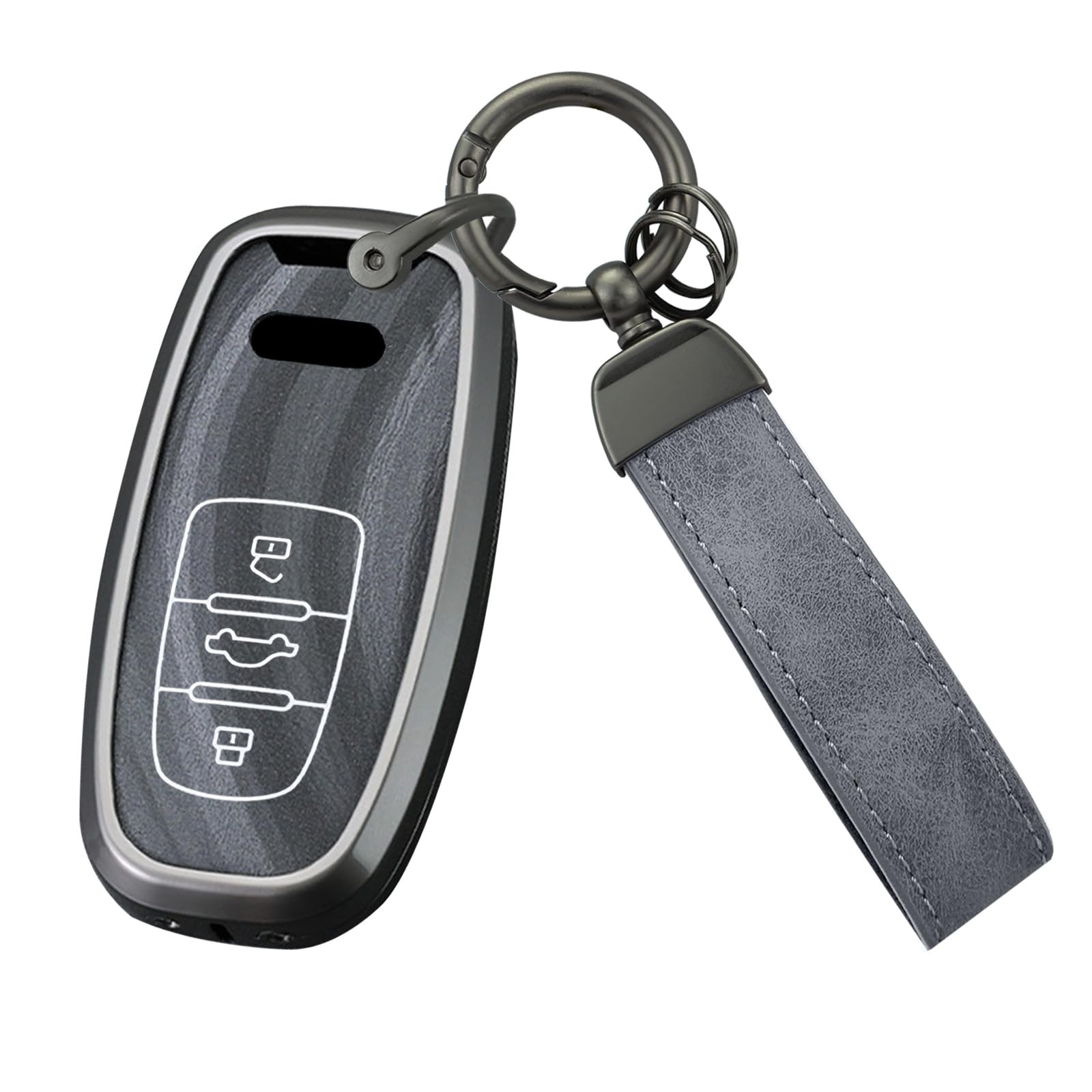 Ysbxitu Smart Schlüsselhülle Cover Schlüsselbund kompatibel mit Audi A1 S1 A3 S3 RS3 A4 S4 8K B8 A5 S5 RS5 A6 S6 RS6 A7 A8 S8 Q7 TT TTS Smartkey Autoschlüssel Case Abdeckung Car Keychain A Grau von Ysbxitu