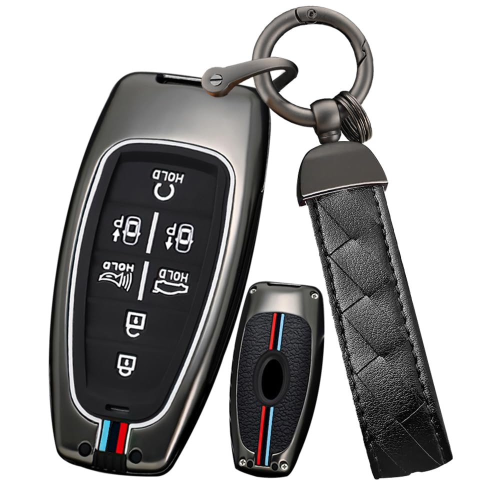 Ysbxitu Smart Schlüsselhülle Cover Schlüsselbund kompatibel mit Hyundai Sonata sel ev 6 ev 8 ioniq 5 Nexo Tucson sonate Grandeur Smartkey Autoschlüssel Case Abdeckung Car Keychain 7Tasten-Schwarz von Ysbxitu