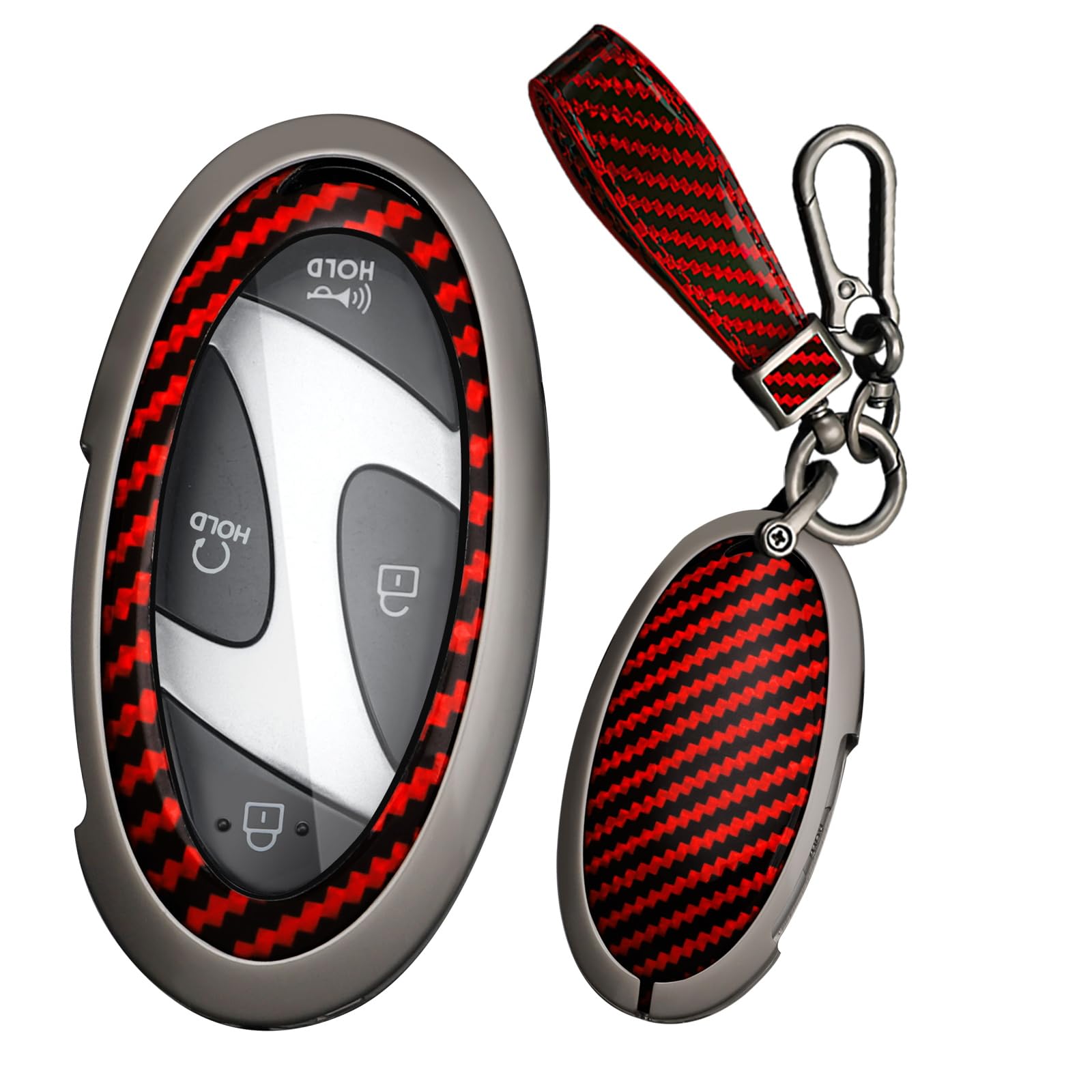 Ysbxitu Smart Schlüsselhülle Schlüsselbund Coverschlüssel Box Keyless go Schutz kompatibel mit Hyundai Ioniq 5 6 KONA SX2 Grandeur GN7 Schlüsselcover Smartkey Autoschlüssel Car Keychain B Rot von Ysbxitu