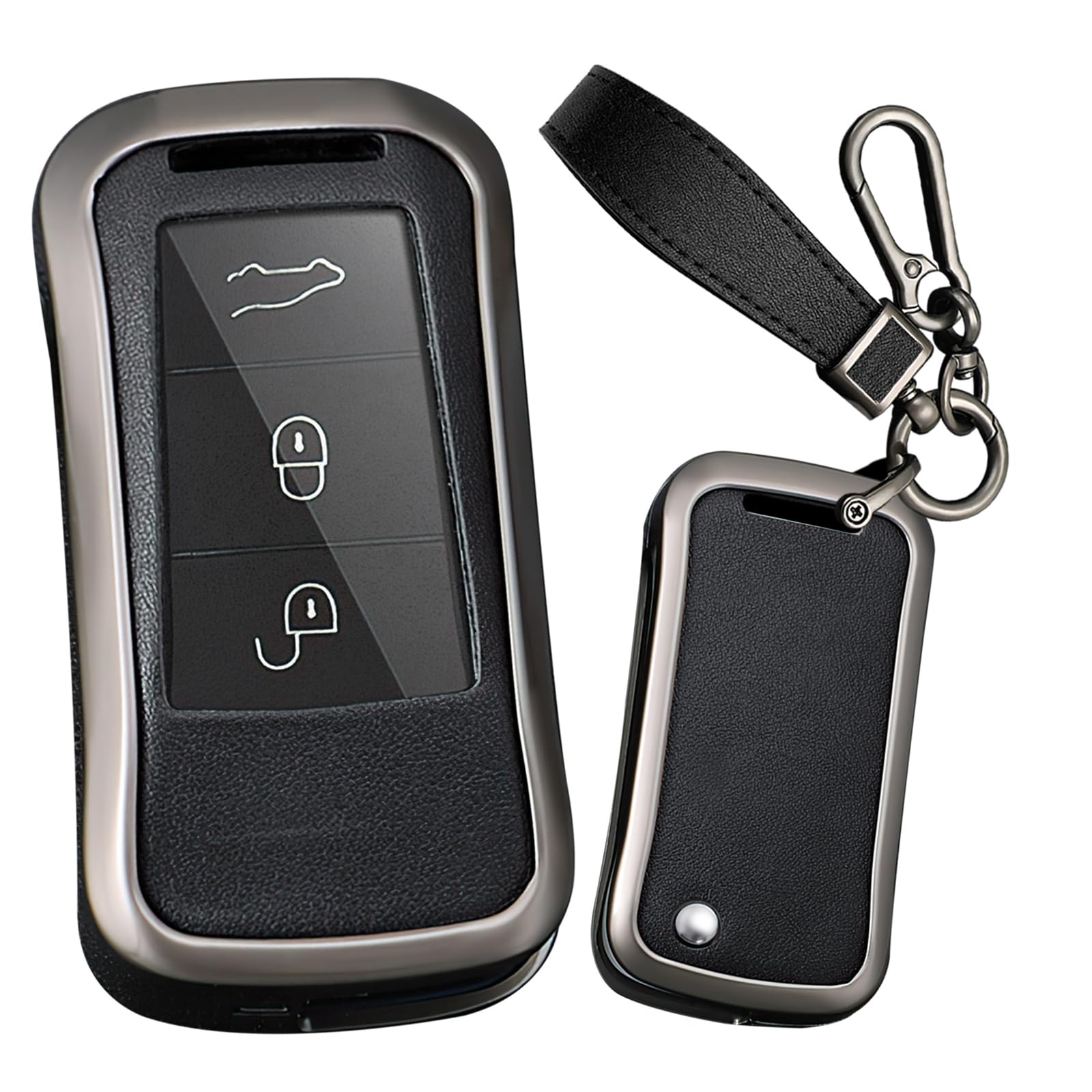 Ysbxitu für Porsche Fernsteuerung Schlüsselhülle Passt für Porsche Cayenne Turbo S GTS V6 V8 Panamera Carrera GT3 2002-2010 Schlüsselanhänger-Staubdicht Smart Key Shell Case 2/3 Tasten A Schwarz von Ysbxitu