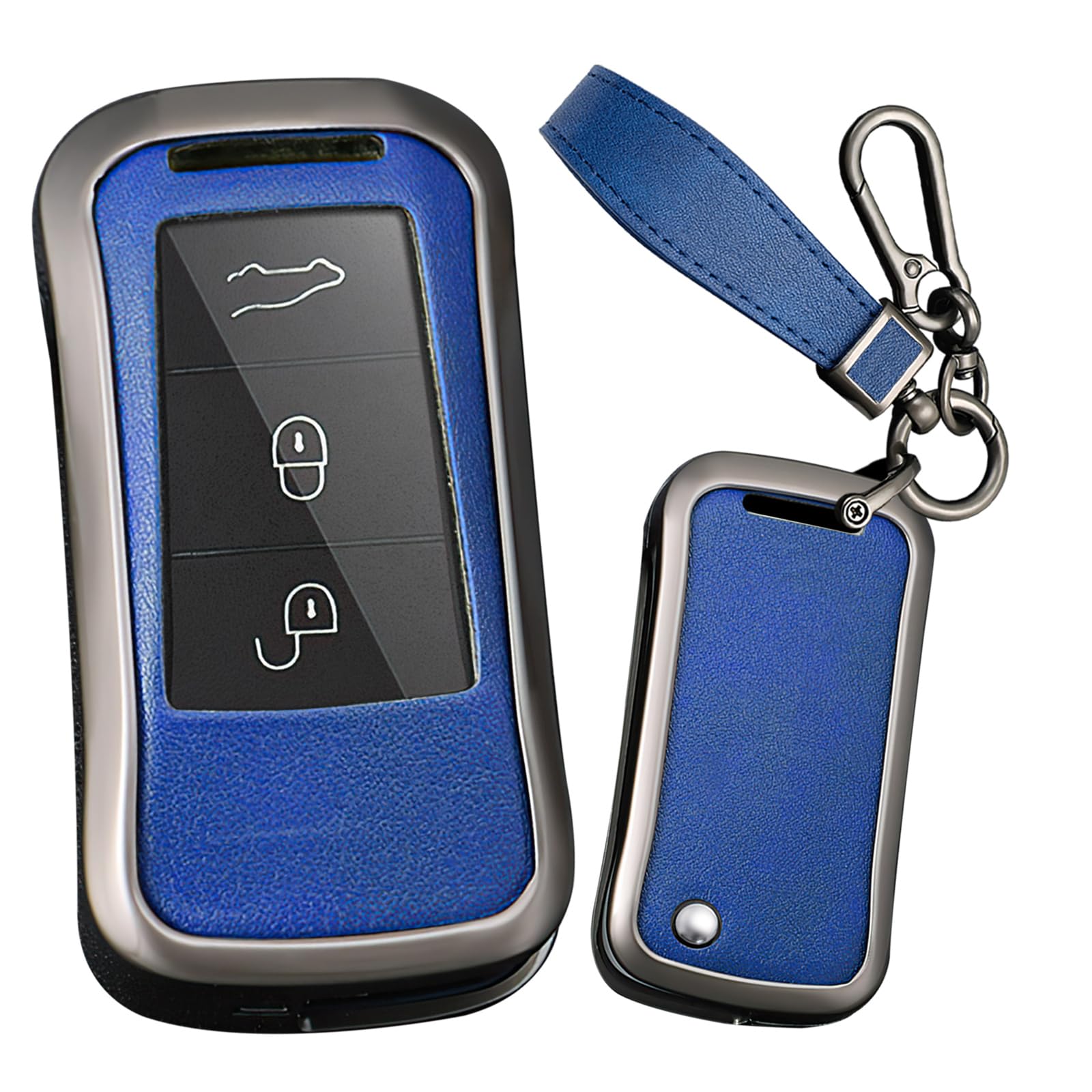 Ysbxitu für Porsche Fernsteuerung Schlüsselhülle Passt für Porsche Cayenne Turbo S GTS V6 V8 Panamera Carrera GT3 2002-2010 Schlüsselanhänger-Staubdicht Smart Key Shell Case 2/3 Tasten A Blau von Ysbxitu