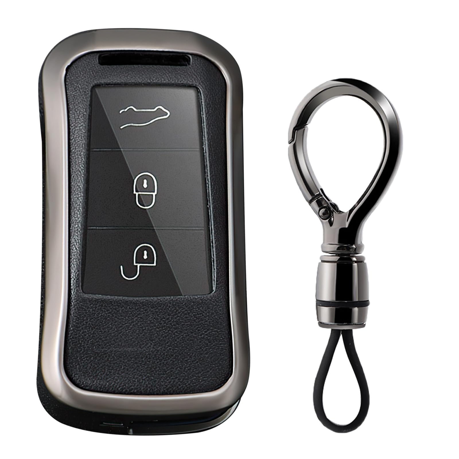 Ysbxitu für Porsche Fernsteuerung Schlüsselhülle Passt für Porsche Cayenne Turbo S GTS V6 V8 Panamera Carrera GT3 2002-2010 Schlüsselanhänger-Staubdicht Smart Key Shell Case 2/3 Tasten B Schwarz von Ysbxitu