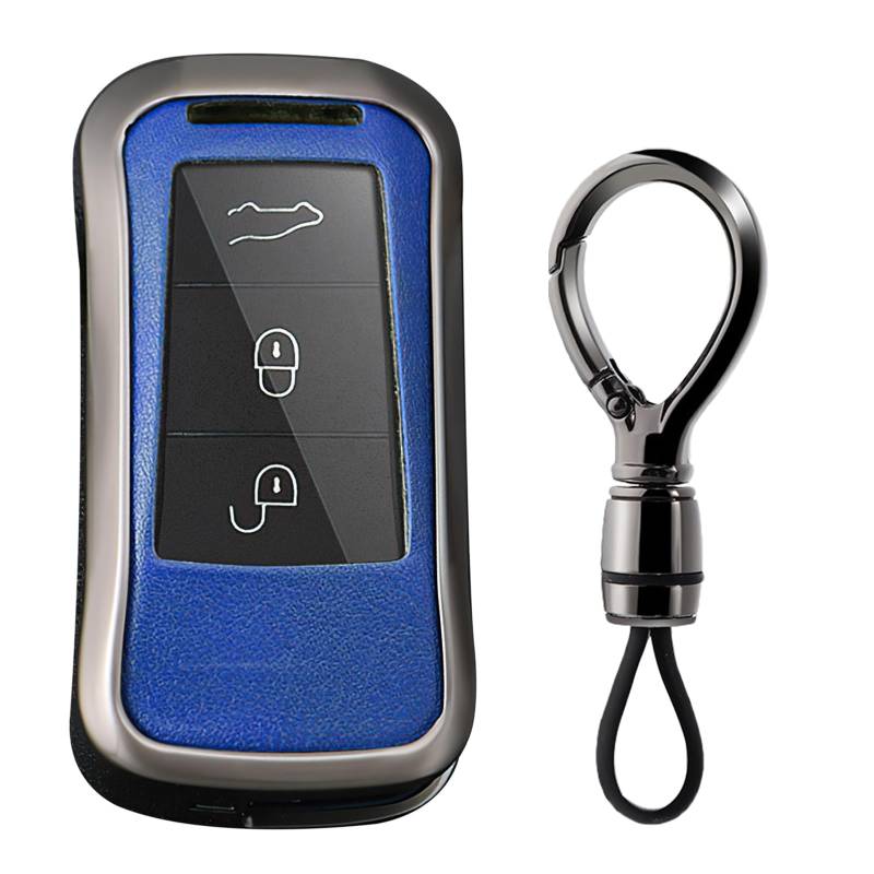 Ysbxitu für Porsche Fernsteuerung Schlüsselhülle Passt für Porsche Cayenne Turbo S GTS V6 V8 Panamera Carrera GT3 2002-2010 Schlüsselanhänger-Staubdicht Smart Key Shell Case 2/3 Tasten B Blau von Ysbxitu