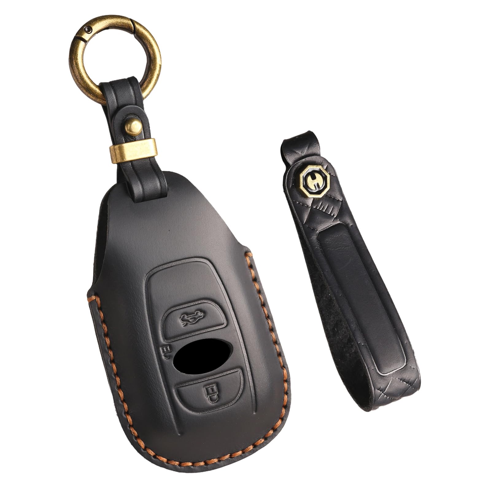 Ysbxitu für Subaru Smart-Fernbedienung Cover mit Leder-Schlüsselanhänger Geschenkidee Passt für Subaru Forester Retro Legacy Impreza WRX XV BRZ Levorg CrossTrek Outback Car Key Shell Gehäuse Schwarz von Ysbxitu