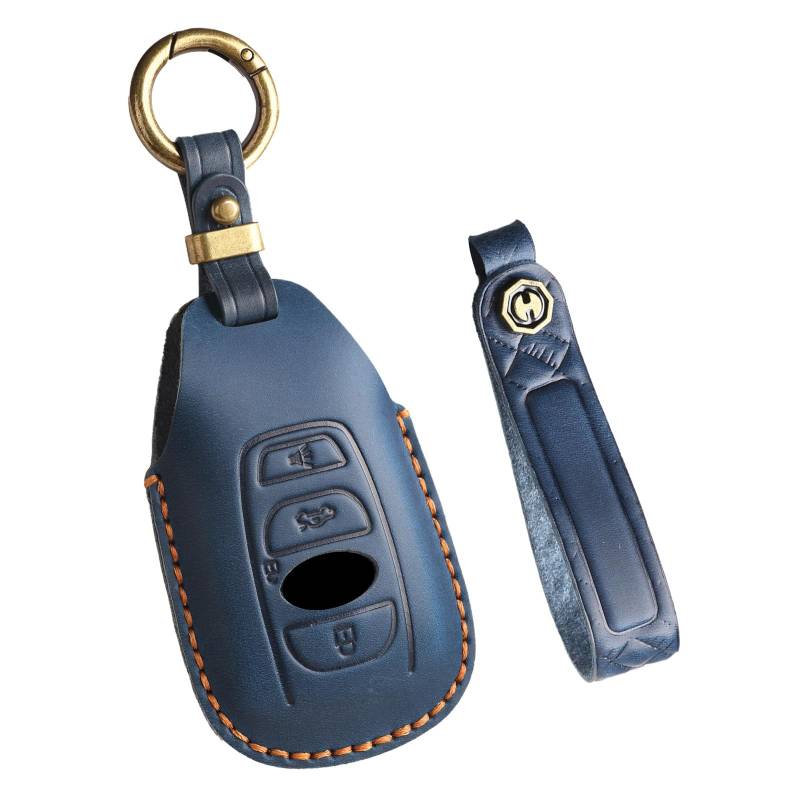 Ysbxitu für Subaru Smart-Fernbedienung Cover mit Leder-Schlüsselanhänger Geschenkidee Passt für Subaru Forester Retro Legacy Impreza WRX XV BRZ Levorg CrossTrek Outback Car Key Shell Gehäuse Blau von Ysbxitu