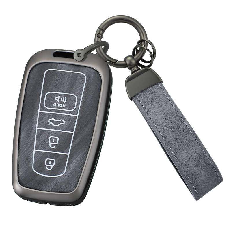 Ysbxitu für Toyota Schlüsselhülle-Schlüsselbox keyless go Schutz Passt für Toyota Prius Camry Prius Auris Aygo RAV4 Yaris Vios Corolla Kreativität-Schlüsselanhänger Autodekoration 4 Tasten-A Grau von Ysbxitu