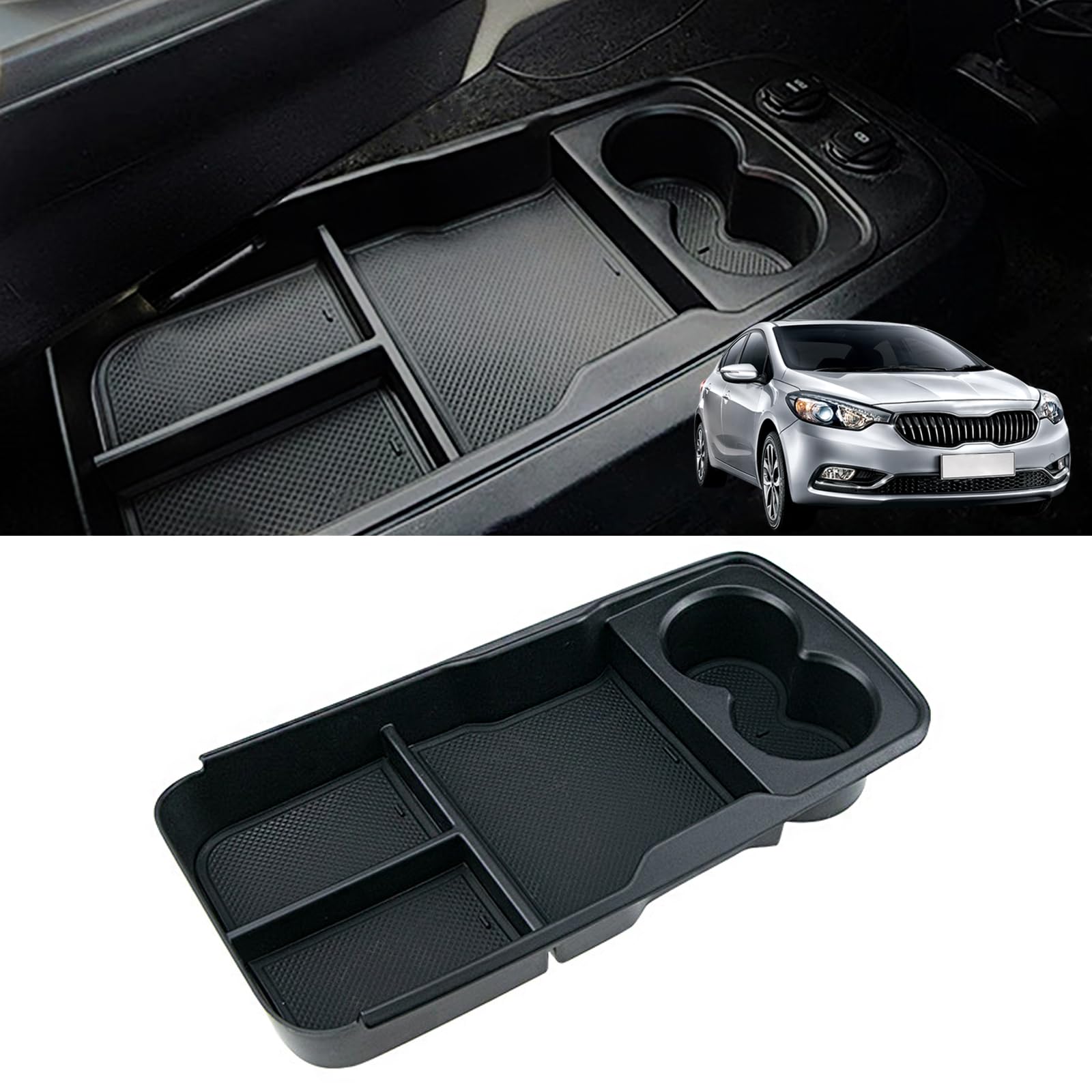 Mittelkonsole Aufbewahrungsbox für Kia ev6 2022 2023, Mittelkonsole Organizer Tray, Mittelkonsole Organizer Armlehne Aufbewahrungsbox mit Münz Halter Kompatibel mit Kia EV6 Zubehör von Ysislybin