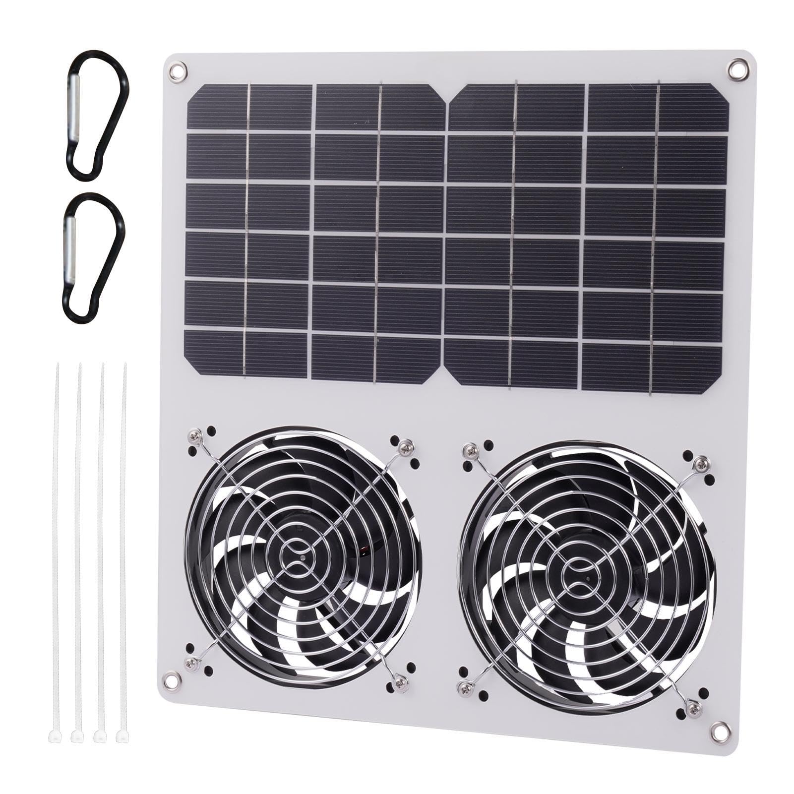 Solar Exhaust Fan, 12V Silent Exhaust Fan, Solar Ventilation Fans, Double Fan Exhaust Fan, Weatherproof Solar Panel Fan, Energy-Efficient Greenhouse Fan For Chicken Coop von Ysvnlmjy