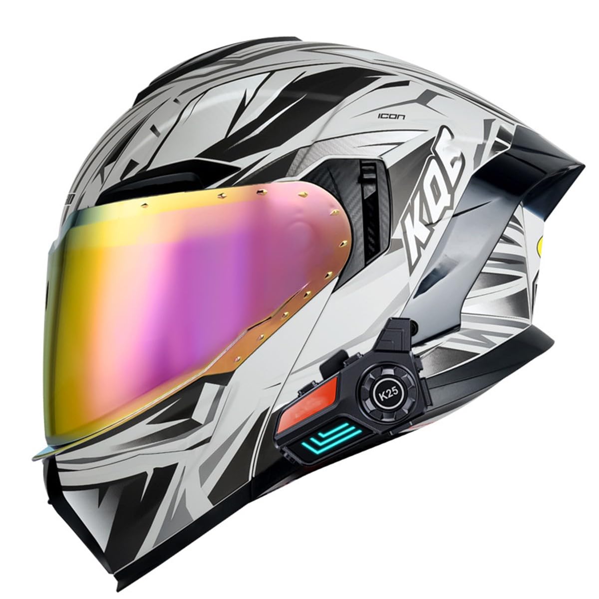 Klapphelm Motorradhelm Erwachsene Bluetooth Helm Mit Doppelvisier Motocross Integralhelm ECE/DOT Zertifiziert Outdoor Schutzhelm Flip Vollvisierhelm Für Automatische Antwort 12,M:57-58CM von YuanLiang