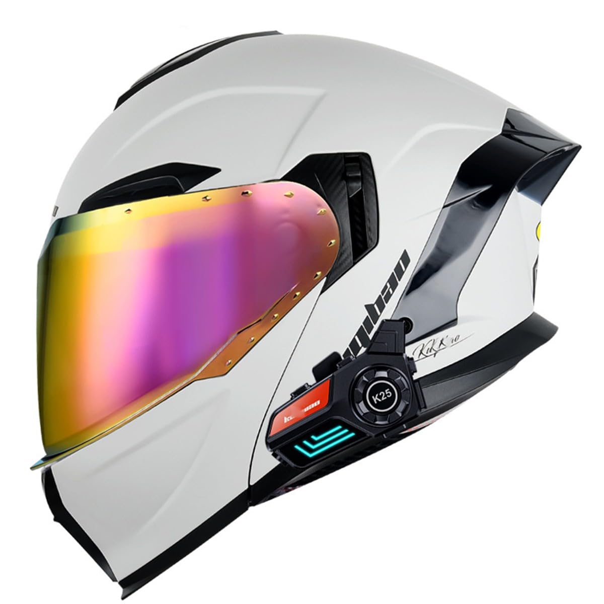 Klapphelm Motorradhelm Erwachsene Bluetooth Helm Mit Doppelvisier Motocross Integralhelm ECE/DOT Zertifiziert Outdoor Schutzhelm Flip Vollvisierhelm Für Automatische Antwort 15,XL:61-62CM von YuanLiang