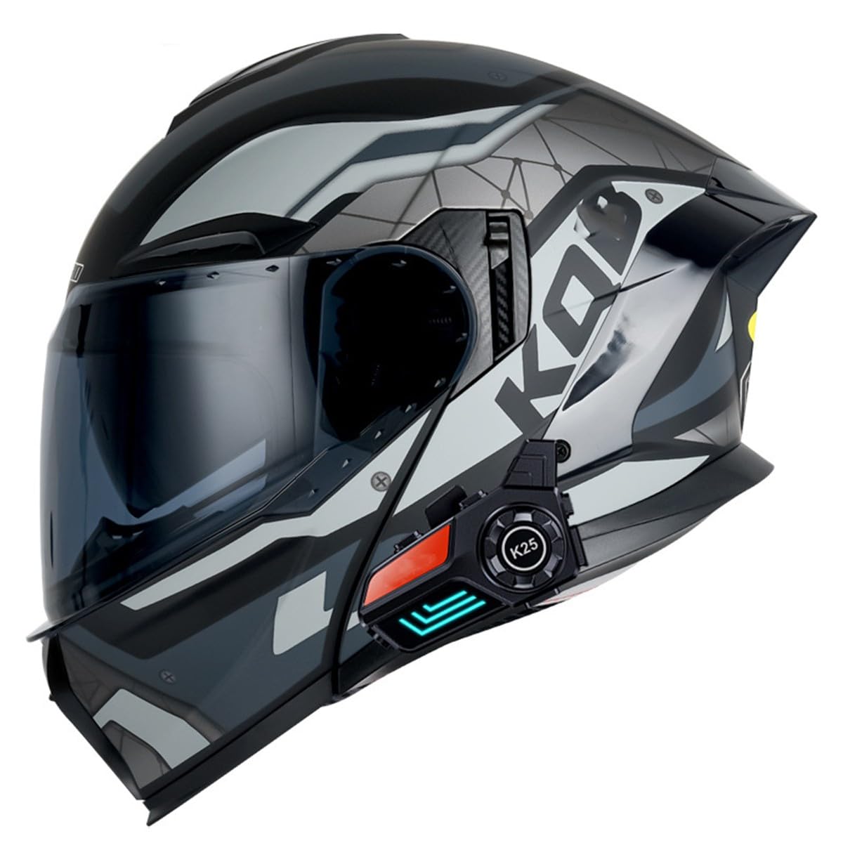Klapphelm Motorradhelm Erwachsene Bluetooth Helm Mit Doppelvisier Motocross Integralhelm ECE/DOT Zertifiziert Outdoor Schutzhelm Flip Vollvisierhelm Für Automatische Antwort 23,L:59-60CM von YuanLiang