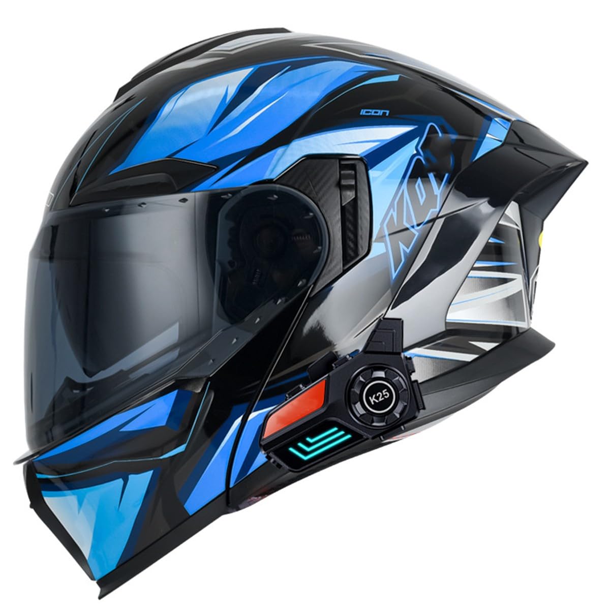 Klapphelm Motorradhelm Erwachsene Bluetooth Helm Mit Doppelvisier Motocross Integralhelm ECE/DOT Zertifiziert Outdoor Schutzhelm Flip Vollvisierhelm Für Automatische Antwort 26,M:57-58CM von YuanLiang