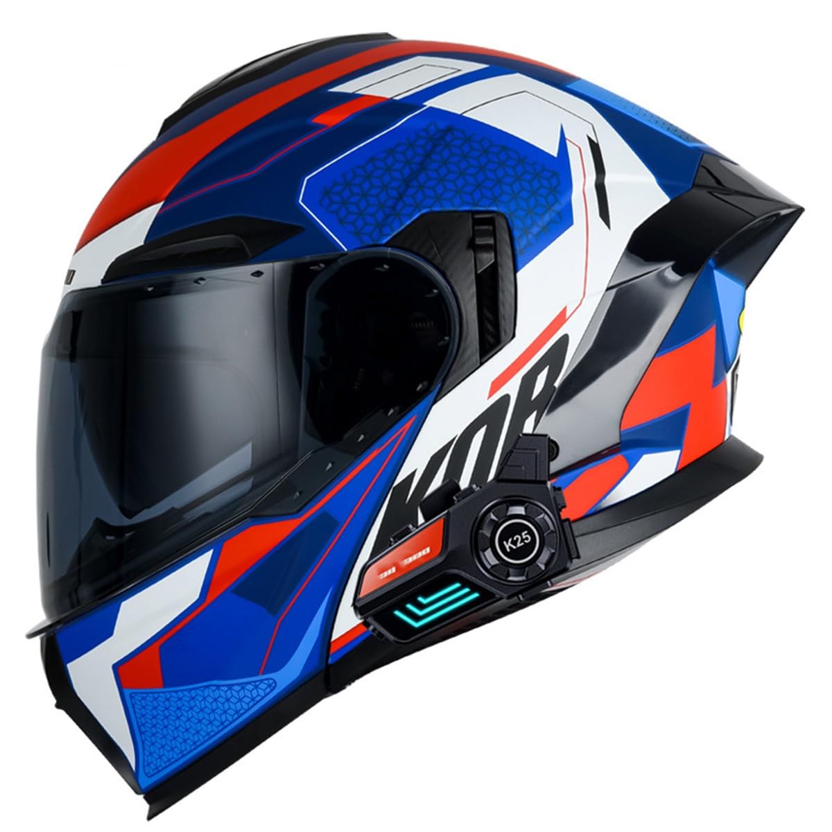 Klapphelm Motorradhelm Erwachsene Bluetooth Helm Mit Doppelvisier Motocross Integralhelm ECE/DOT Zertifiziert Outdoor Schutzhelm Flip Vollvisierhelm Für Automatische Antwort 5,L:59-60CM von YuanLiang