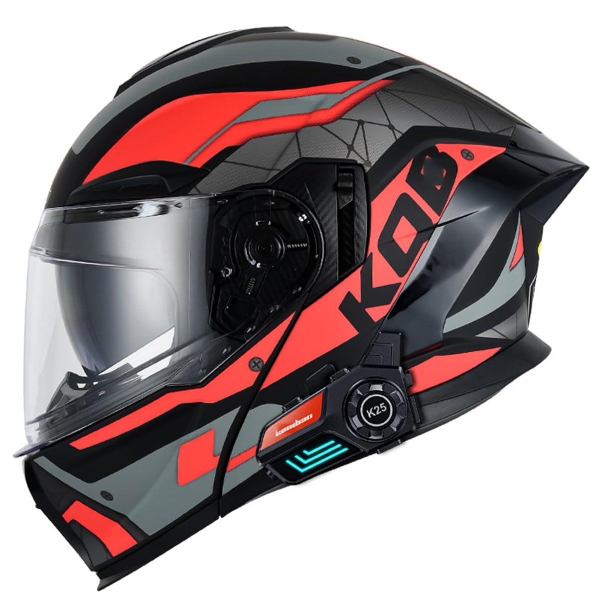 Klapphelm Motorradhelm Erwachsene Bluetooth Helm Mit Doppelvisier Motocross Integralhelm ECE/DOT Zertifiziert Outdoor Schutzhelm Flip Vollvisierhelm Für Automatische Antwort 7,L:59-60CM von YuanLiang
