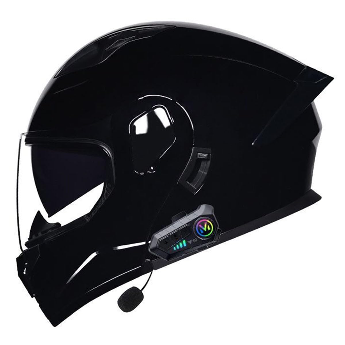 Motorrad Integrierter Bluetooth Helm Mit Doppelvisier Adults Klapphelm Motorradhelm Sturzhelm DOTECE Zulassung Flip Vollvisierhelm Für Herren Damen Automatische Reaktion 4,XL:61-62CM von YuanLiang