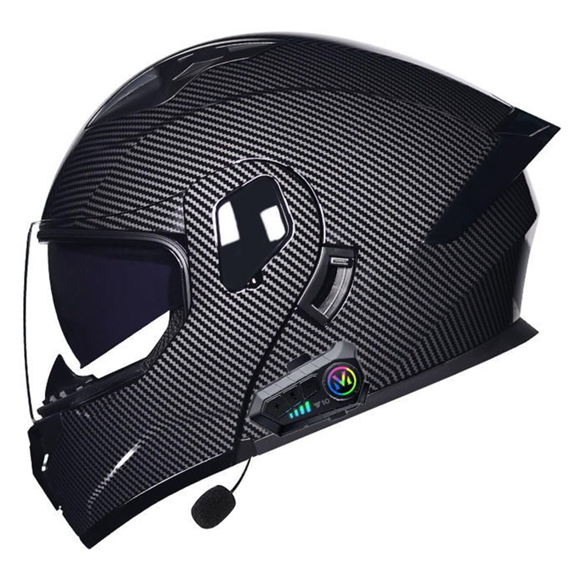 Motorrad Integrierter Bluetooth Helm Mit Doppelvisier Adults Klapphelm Motorradhelm Sturzhelm DOTECE Zulassung Flip Vollvisierhelm Für Herren Damen Automatische Reaktion 5,L:59-60CM von YuanLiang