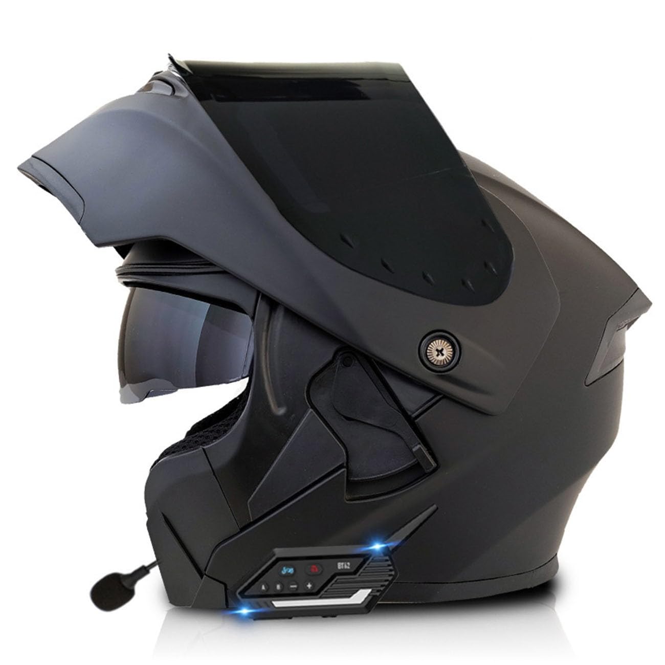 Motorradhelm Bluetooth Klapphelm Integralhelm Mit Doppelvisier Modularer Helm Outdoor Schutzhelm DOT/ECE Zertifiziert Motocross Helm Vollvisierhelm Für Erwachsene Frauen Männer 3,XXL:63-64CM von YuanLiang