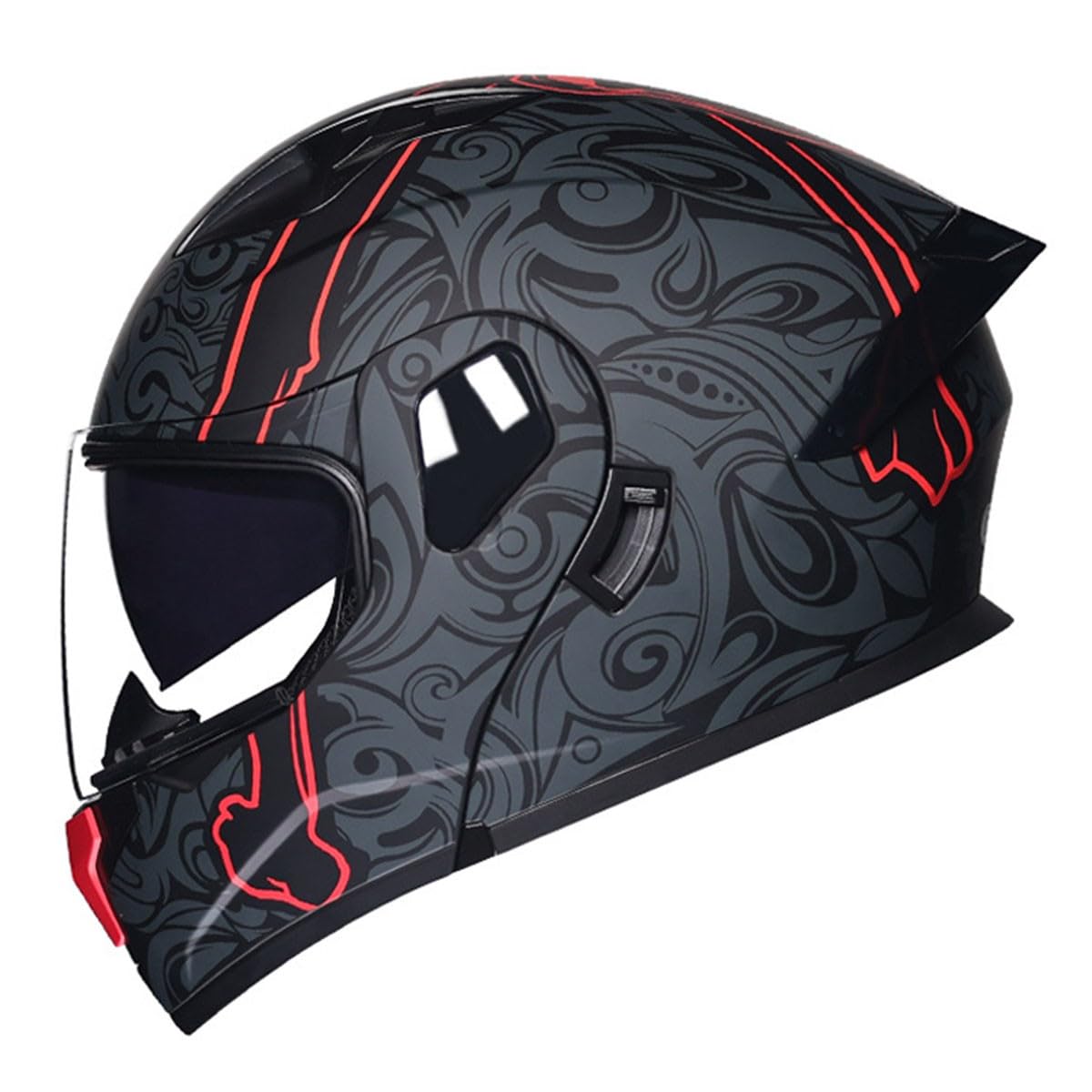 Motorradhelm Integrierter Klapphelm DOTECE Zertifiziert Flip Vollvisierhelm Motorrad Schutzhelm Mit Doppelvisier Integralhelm Motocross Helm Für Männer Frauen Mit Schwanz 1,L:59-60CM von YuanLiang