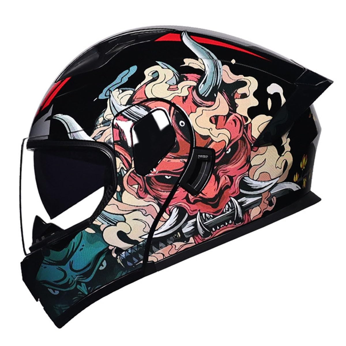 Motorradhelm Integrierter Klapphelm DOTECE Zertifiziert Flip Vollvisierhelm Motorrad Schutzhelm Mit Doppelvisier Integralhelm Motocross Helm Für Männer Frauen Mit Schwanz 11,M:57-58CM von YuanLiang