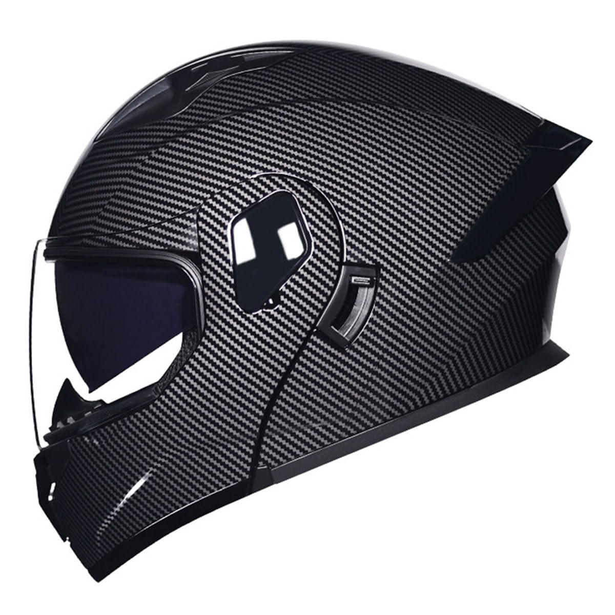 Motorradhelm Integrierter Klapphelm DOTECE Zertifiziert Flip Vollvisierhelm Motorrad Schutzhelm Mit Doppelvisier Integralhelm Motocross Helm Für Männer Frauen Mit Schwanz 2,M:57-58CM von YuanLiang