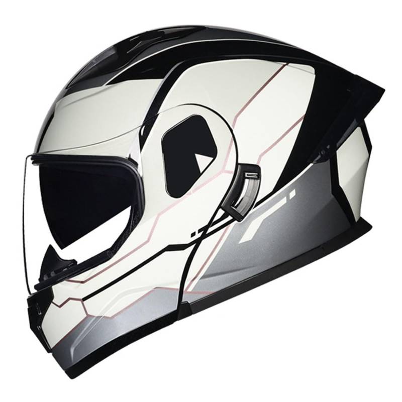 Motorradhelm Integrierter Klapphelm DOTECE Zertifiziert Flip Vollvisierhelm Motorrad Schutzhelm Mit Doppelvisier Integralhelm Motocross Helm Für Männer Frauen Mit Schwanz 7,L:59-60CM von YuanLiang