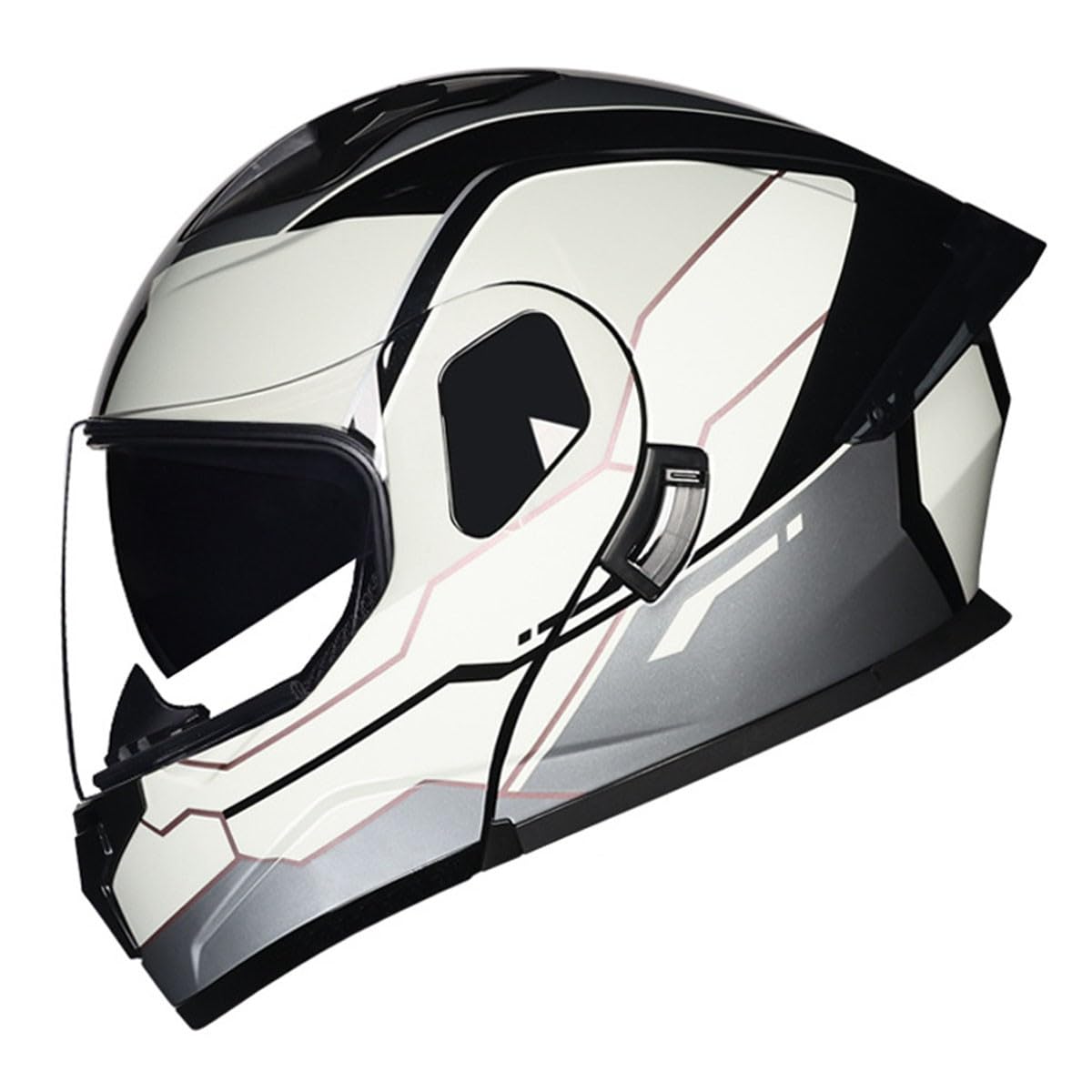 Motorradhelm Integrierter Klapphelm DOTECE Zertifiziert Flip Vollvisierhelm Motorrad Schutzhelm Mit Doppelvisier Integralhelm Motocross Helm Für Männer Frauen Mit Schwanz 7,XL:61-62CM von YuanLiang