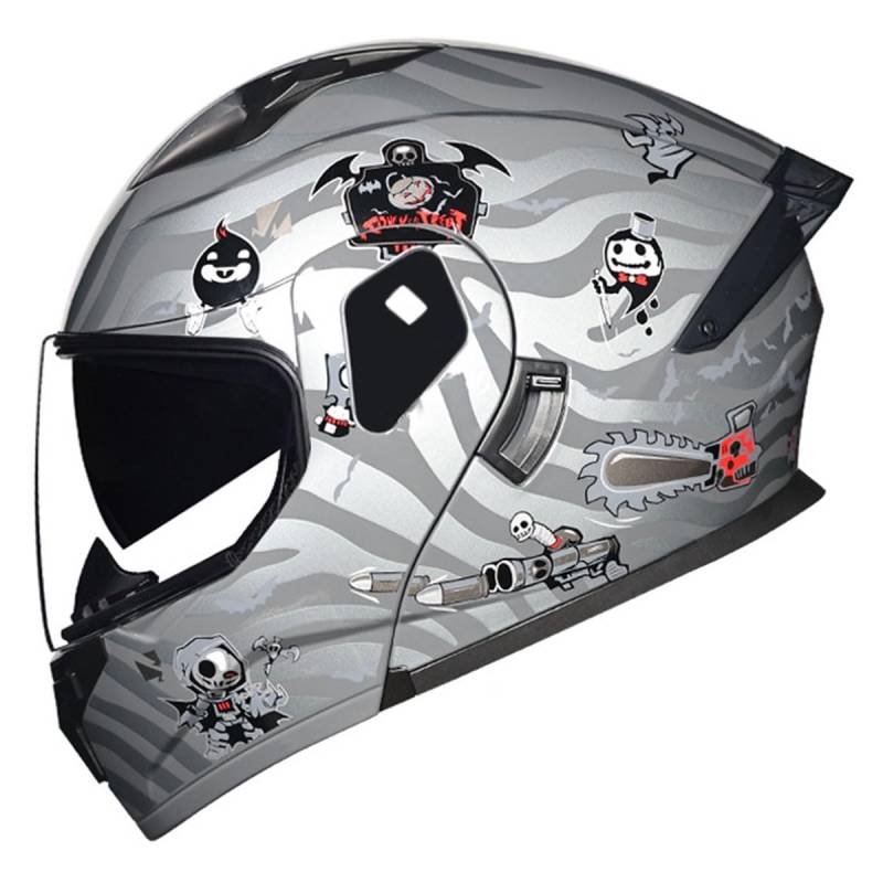 Motorradhelm Klapphelm Integralhelm DOTECE-Zugelassener Verkehrssicherheit Robuster Vollvisierhelm Motorrad Helm Rollerhelm Sturzhelm Mit Doppelvisier Für Damen Herren 2,XXL:63-64CM von YuanLiang