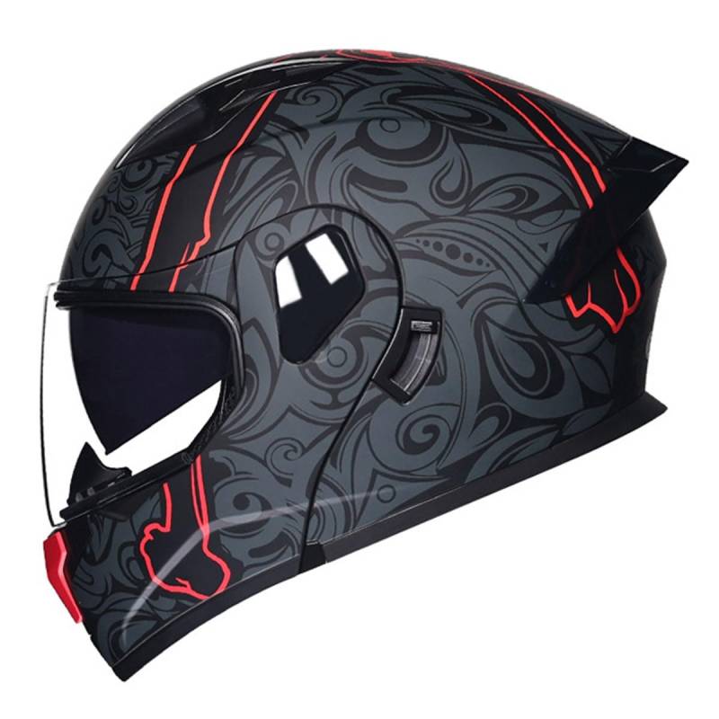 Motorradhelm Klapphelm Integralhelm DOTECE-Zugelassener Verkehrssicherheit Robuster Vollvisierhelm Motorrad Helm Rollerhelm Sturzhelm Mit Doppelvisier Für Damen Herren 7,XXL:63-64CM von YuanLiang