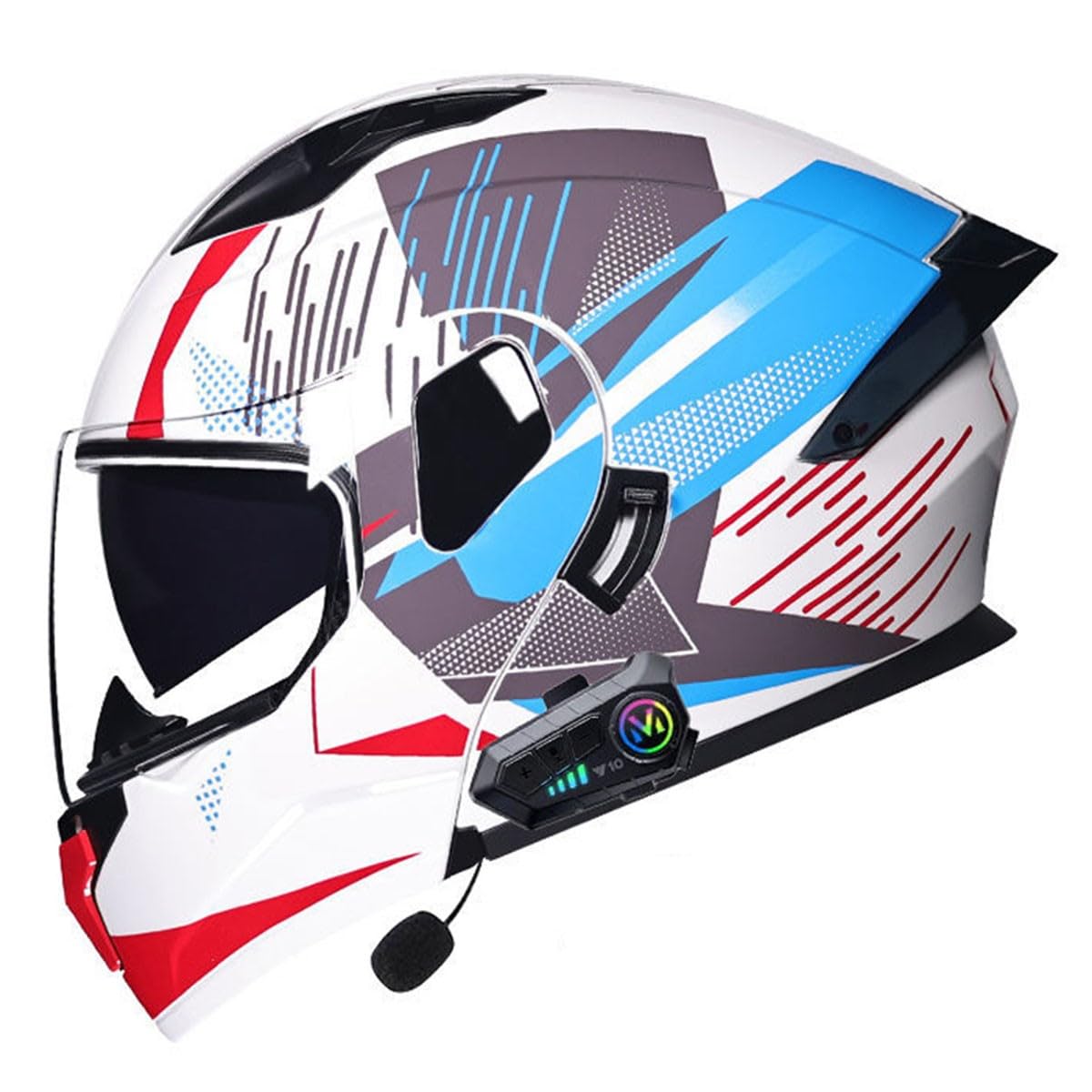 Motorradhelm Klapphelm Mit Bluetooth ECEDOT Zertifiziert Modularer Integralhelm Mit Doppelvisier Mopedhelm Racing Helm Für Erwachsene Männer Frauen Vollvisierhelm Sturzhelm 13,M:57-58CM von YuanLiang