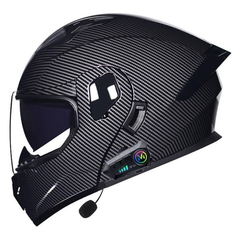 Motorradhelm Klapphelm Mit Bluetooth ECEDOT Zertifiziert Modularer Integralhelm Mit Doppelvisier Mopedhelm Racing Helm Für Erwachsene Männer Frauen Vollvisierhelm Sturzhelm 3,M:57-58CM von YuanLiang