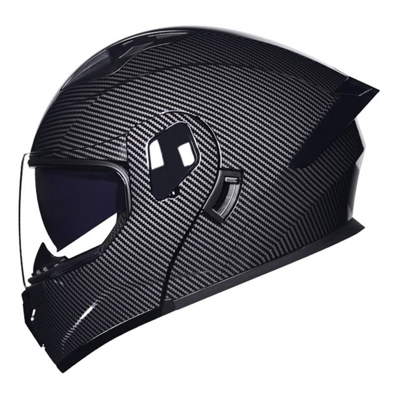 Motorradhelm Klapphelm Modulare Helm DOTECE Zertifiziert Flip Vollvisierhelm Sturzhelm Für Herren Damen Mit Doppelvisier Sonnenblende Integralhelm Scooter Motocross Helm 2,XL:61-62CM von YuanLiang