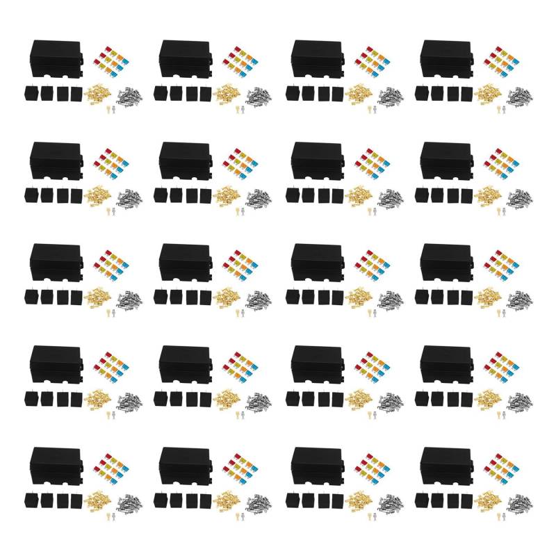 Yuandei 20er Set 12-Wege-Sicherungshalter mit Flachsteckanschlüssen und 4-Poliger Sicherung, 12 V, 80 A, Relais für Auto, Anhänger und Boot von Yuandei